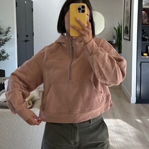 lululemon scuba crop half zip Dusty Rose Hoodie